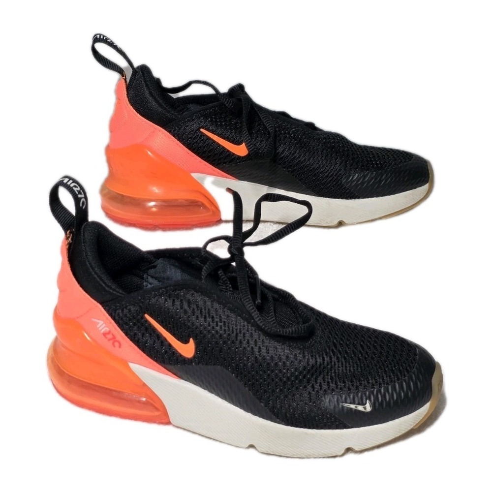 Nike Air Max 270 Sneakers Youth Size 1 Black Crimson‎ And Orange